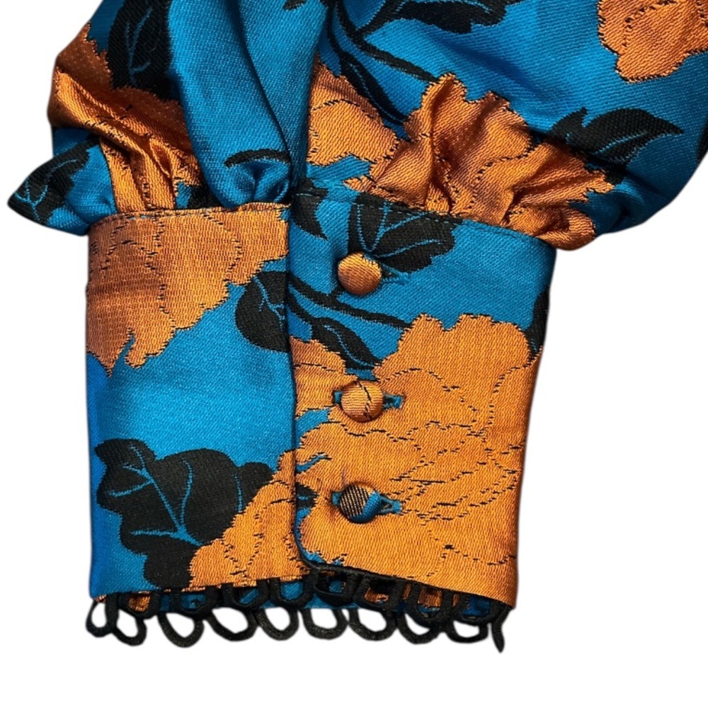 Emily Lovelock New Small Blue and Orange Floral Dress - Picture 7 of 13